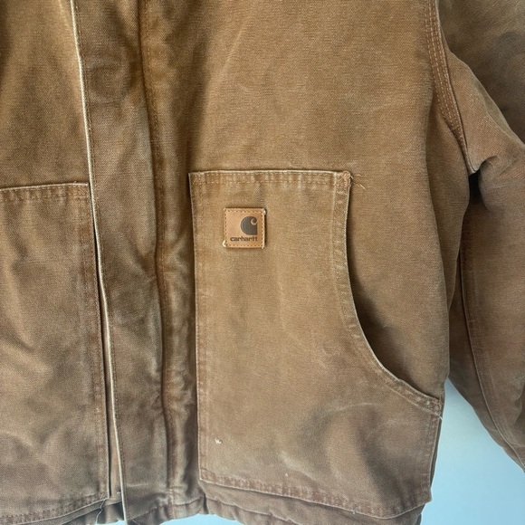 Carhartt Brown Barn Chore Jacket Corduroy Collar Quilted Outdoor Insulted Warm - Picture 3 of 15